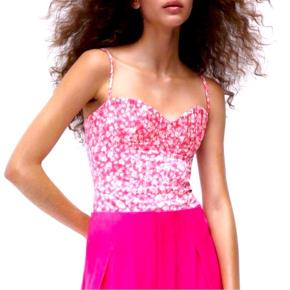 NWT Zara Floral Corset Bodysuit, Sz Small - Picture 2 of 16